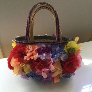 Multicolor Floral Straw Tote Bag